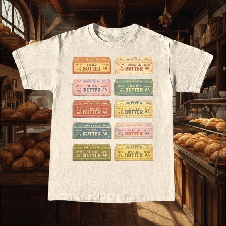 

Butter Shirt Vintage Butter Stick Label Graphic Tee Shirt Full Size S3XL Unisex T-Shirt S