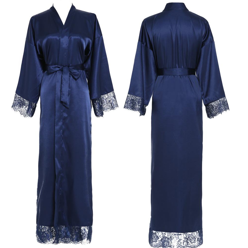Silk Satin Lace Robes Bridesmaid Bride Wedding Long Bathrobe Womens Robe Lingerie