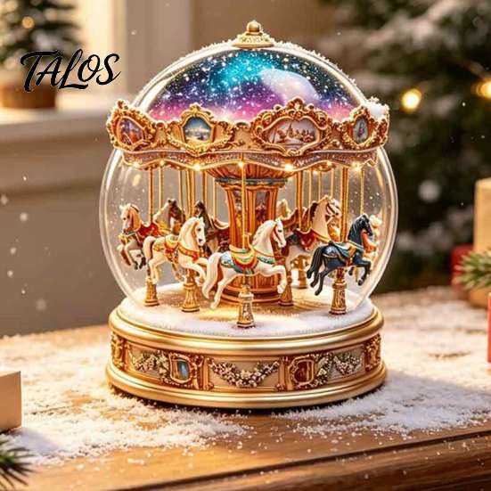 Decoración Religiosa Niño Jesús Bola de Cristal Navideña Figura, Acrílico 2D Cabaña de Invierno Carrusel Regalo Festivo Ligero Adornos de Mesa