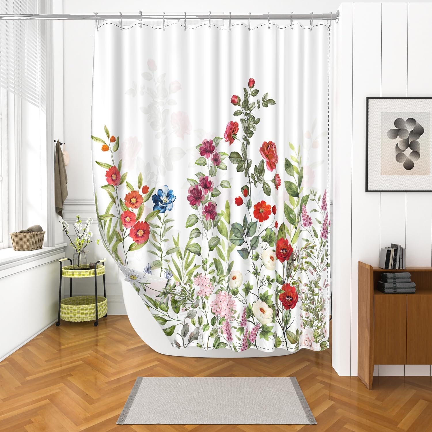 

ChloropLastid Cute Cat Double Sided Shower Curtain, Pet Animals Theme Bathroom Curtain for Cat Lovers Cute Cartoon Colorful, Min 120x180cm