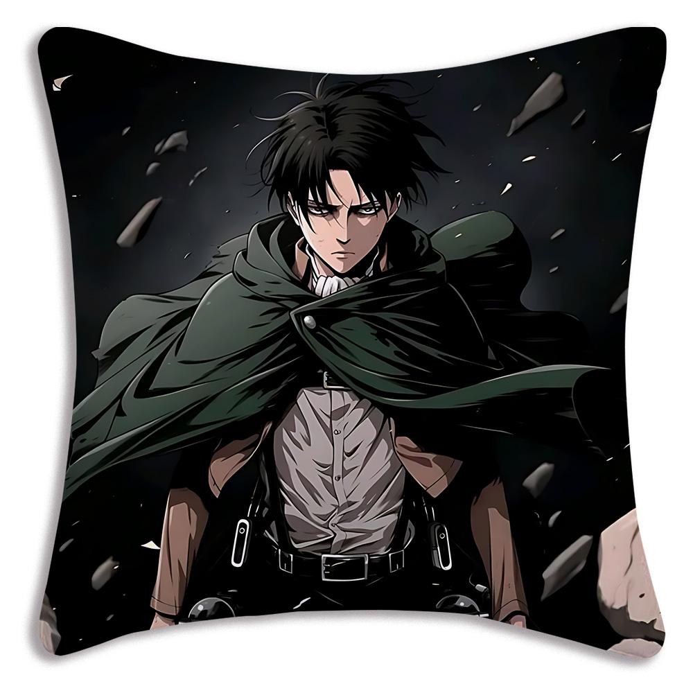 Anime Attacks on Titan Pillow Covers Cartoon Sofa Decorative Home Double-sided Printing Short Plush Cute Cushion Cover