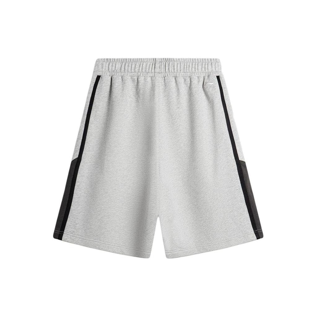 Li Ning Sports Fashion Series New Fun Retro Comfortable Soft Letter Embroidery Knitted Casual Shorts Men Shorts Flower-Gray Light-Smoke-Gray AKSU615-5