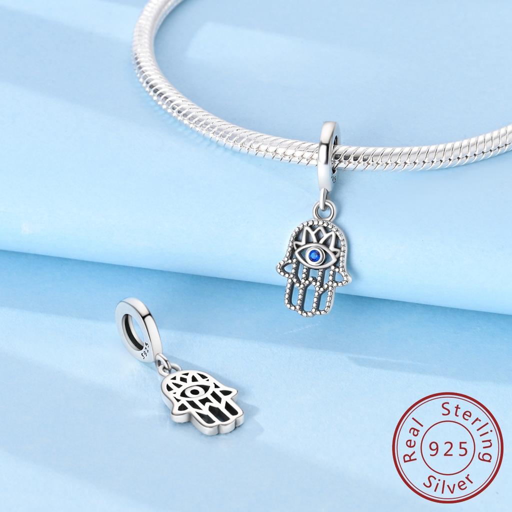 Copper Blue Dewdrop Palm Eye Pendant Charms Beads Jewellery Fit Original Necklace Bracelet Diy Gift Women