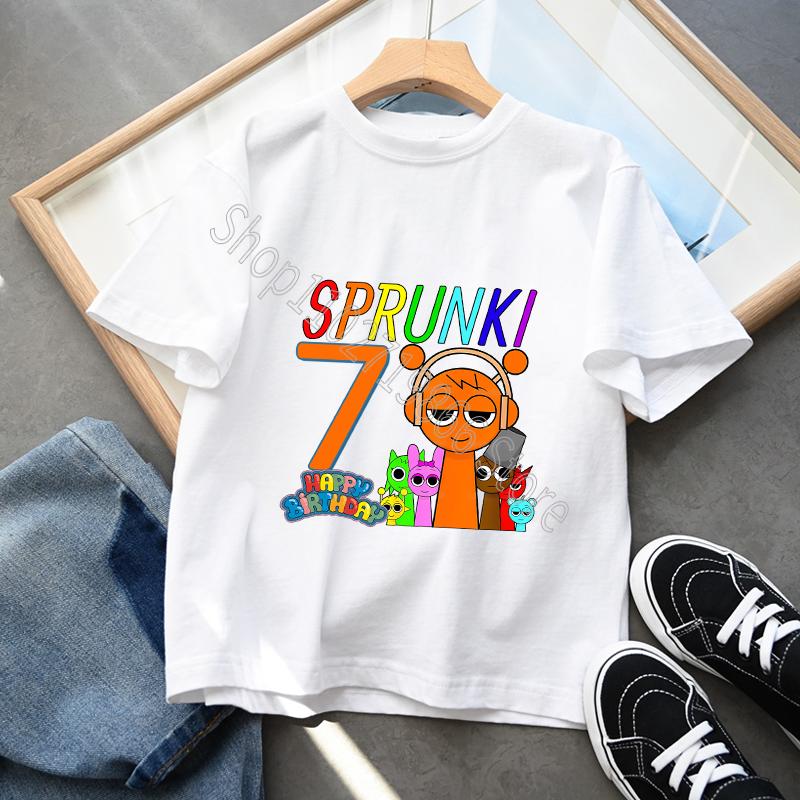 Bumbac 100% Sprunki Incredibox Haine pentru copii Băieți Fete Tricou petrecere de aniversare Joc de desene animate Imprimare grafică Mâneci scurte Topuri confortabile