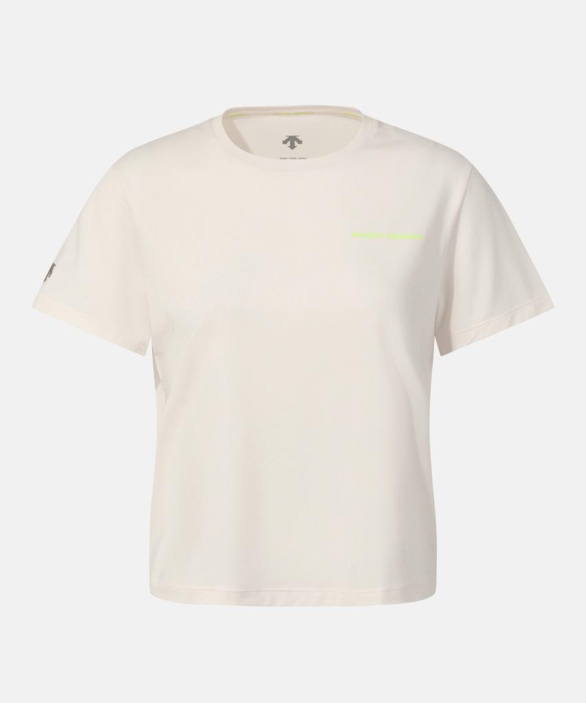 DESCENTE Women'S Running Semi-Crop Short Sleeve T-Shirt Ivory Sr122Rts31