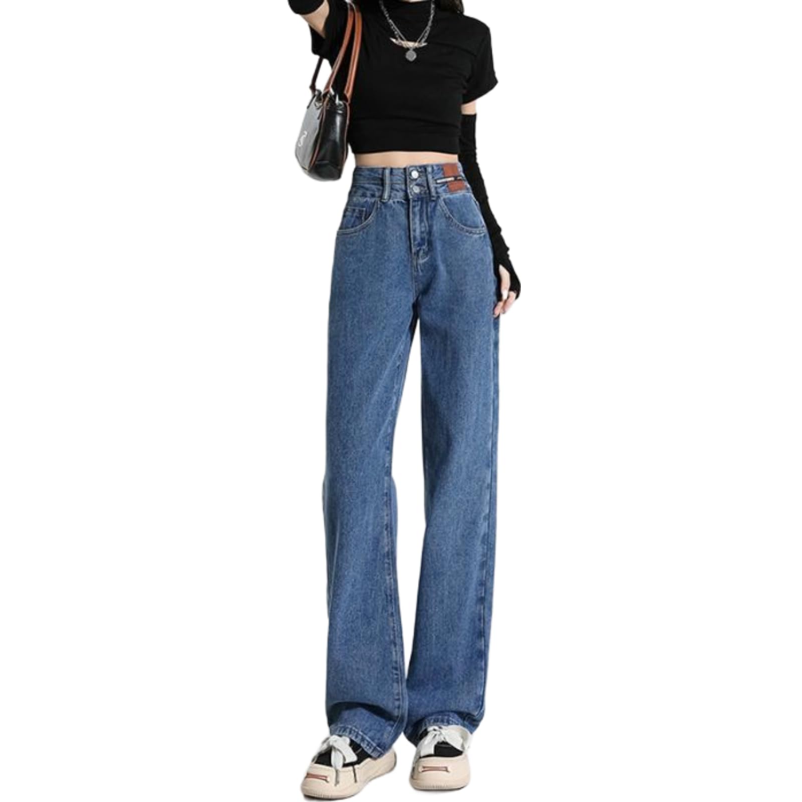 

denim pants for plus sizes comfortable flattering and perfect for autumn and [JINJUDUO] Fleece-lined women, available. Wide-leg pants, high-waisted,