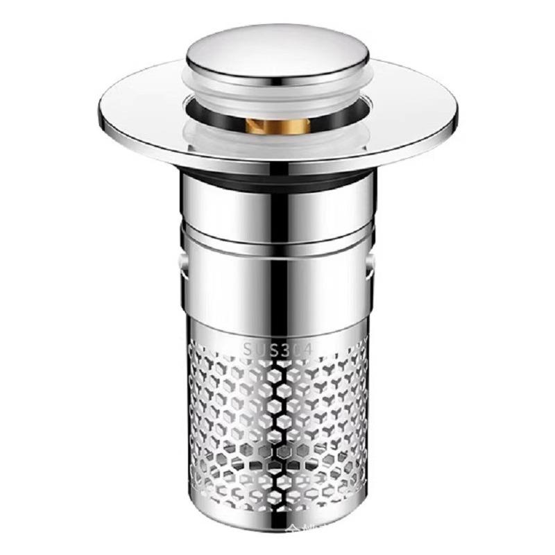 Push-Type Sink Leak Stopper: Universal Bounce Core Drainer & Deodorant Filter for Washbasins