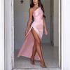 New European and American fashion asymmetrical sleeve asymmetrical high-end evening gown