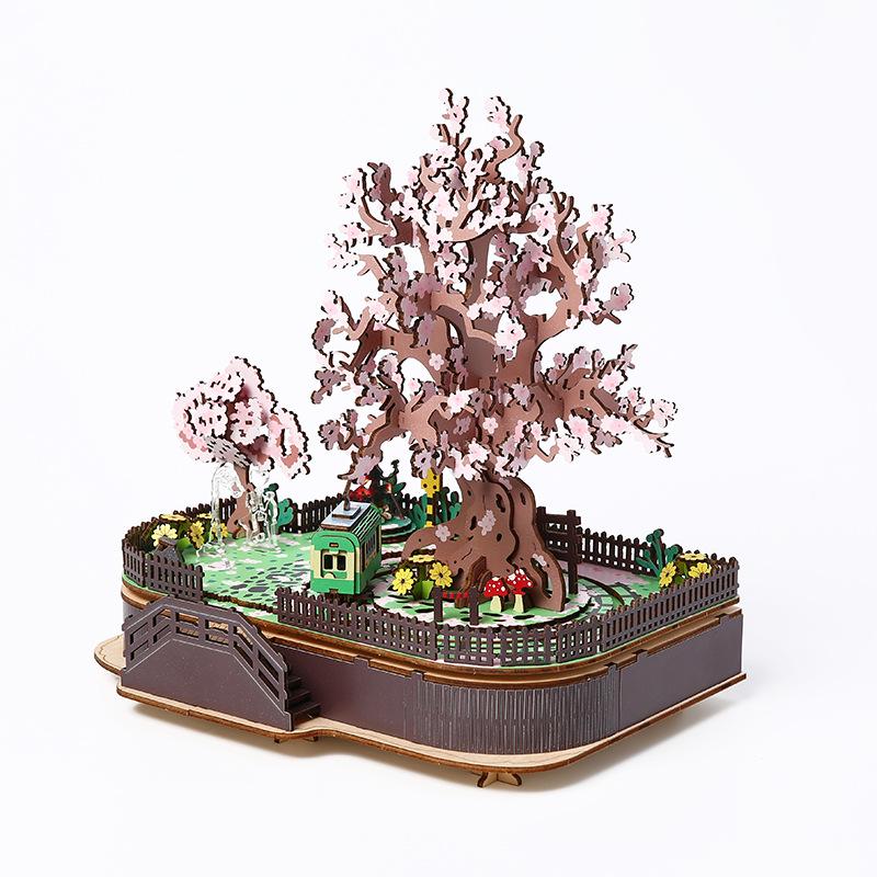 Cherry Blossom 3D Wooden Jigsaw Puzzle – Educational Children s Toy & Desktop Ornament
