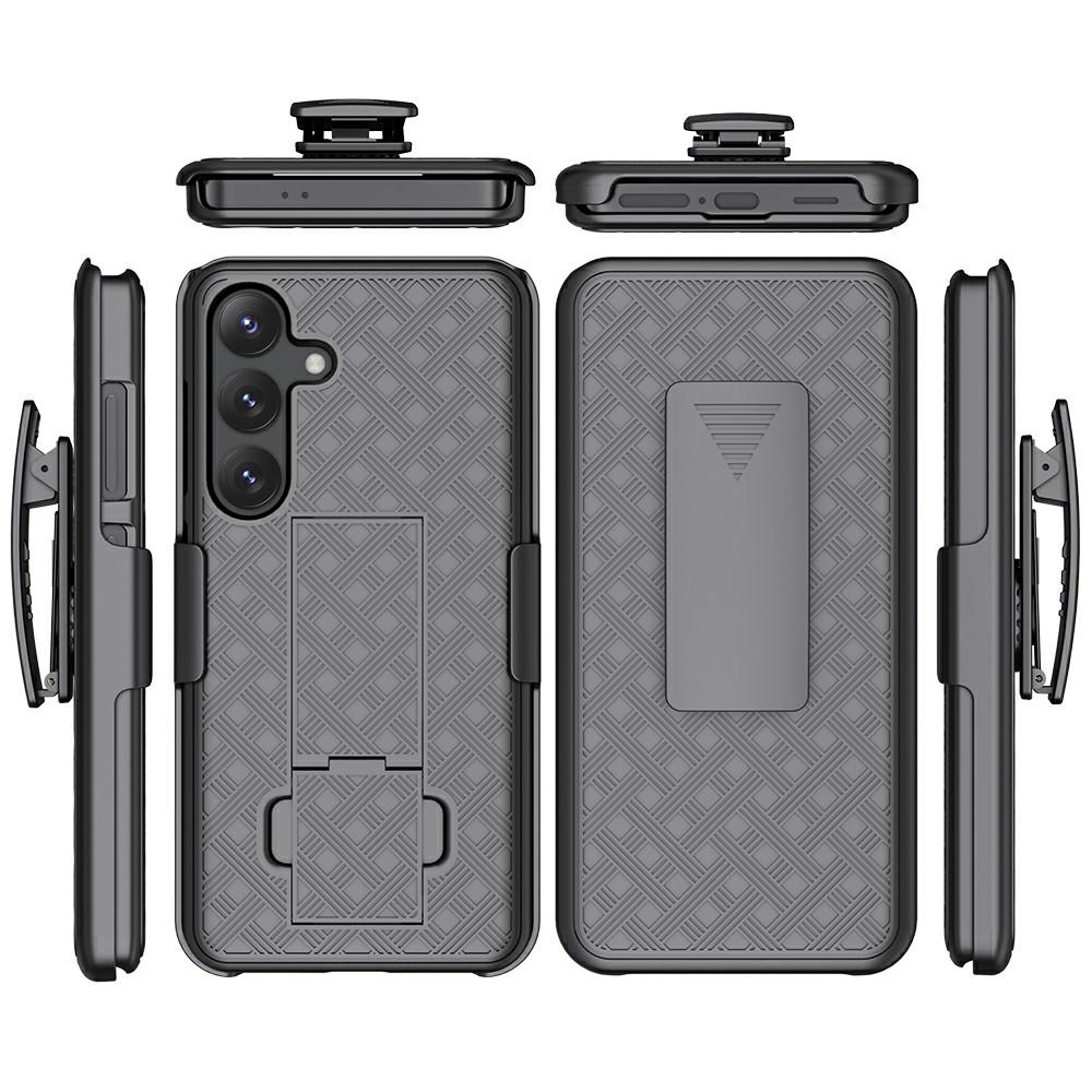 For Samsung Galaxy S25+ Case PC+TPU Sliding Screen Cover Kickstand Phone Shell with Clip