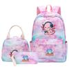 3Pcs Axolotl Backpack for Girls Teen, School Bag with Lunch Box & Pencil Case, Kids Student Daypack, Mochila Back To School Gift
