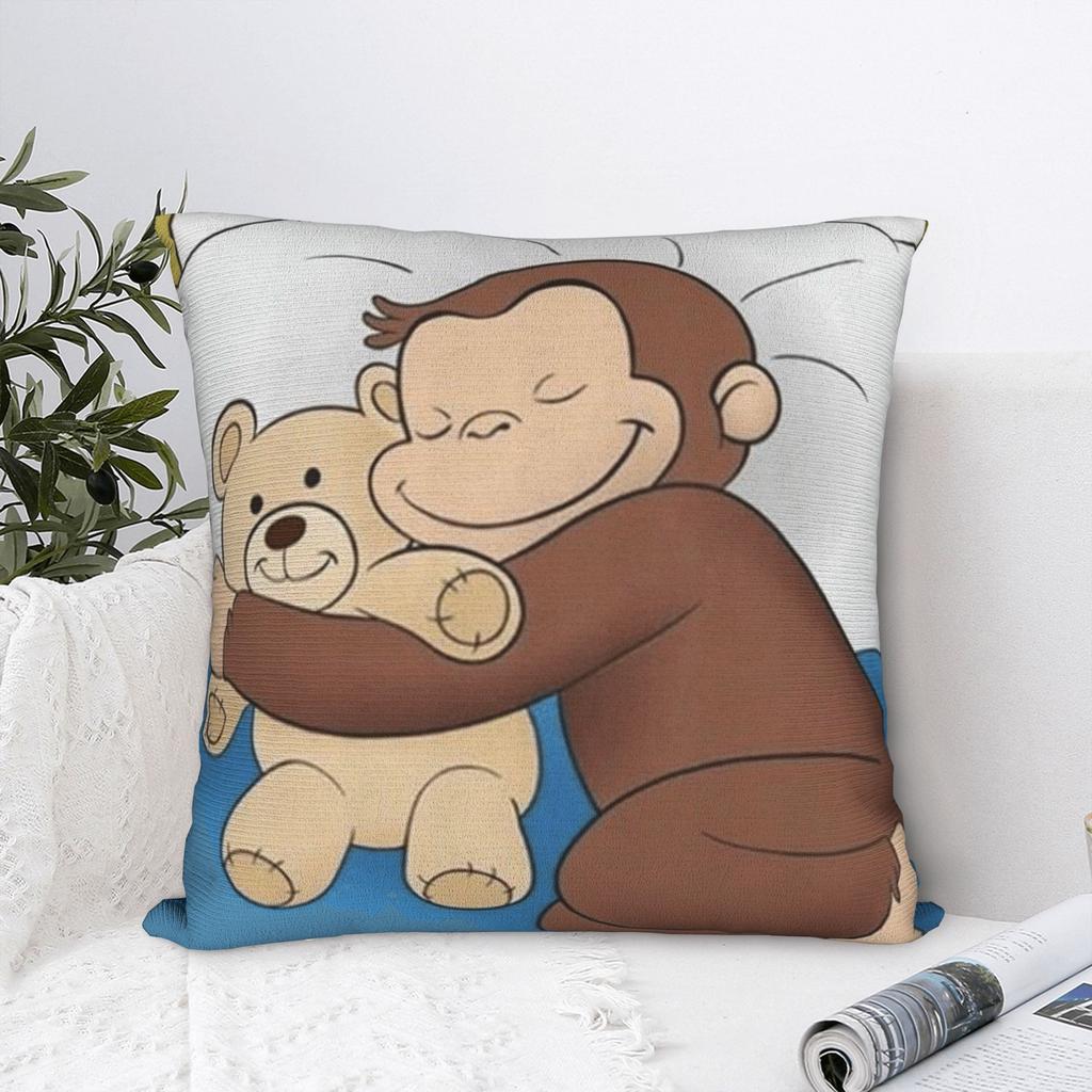 Cartoon Curious George Pillow Cover  Novelty Pillow Case For Office Car Home Decor Square Pillowcases Birthday Present