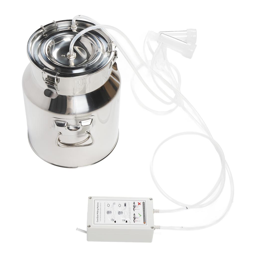 14L Goat Electric Milking Machine Portable Plug In Pulsating Vacuum Pump 304 Stainless Steel Bucket