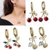 Practical Cherry Dangle Earrings Pendant Earrings Copper Texture Ear Jewelry Suitable for Fashion Individual Present