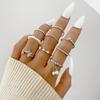 Fashion Hollow Butterfly Ring Set 9PCS Elegant Vintage Crystal Women Finger Cute Pearl Jewelry Wedding Party Gift
