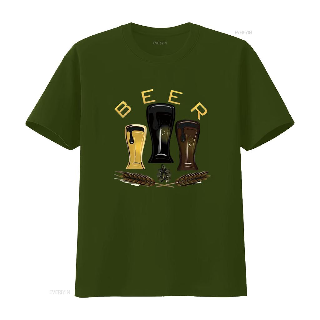 Herren BIER Rundhals T-Shirt Schwarz 3XL Vintage Gewaschen Designer Kleidung Unisex Leicht Stilvoll Mode homme Atmungsaktiv