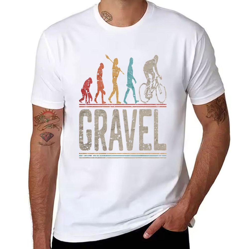 Unisexs Cotton Vintage Gravel Bike Evolution Graphic TShirt Funny Cyclist Evolution Tee for Gravel Riding Enthusiasts