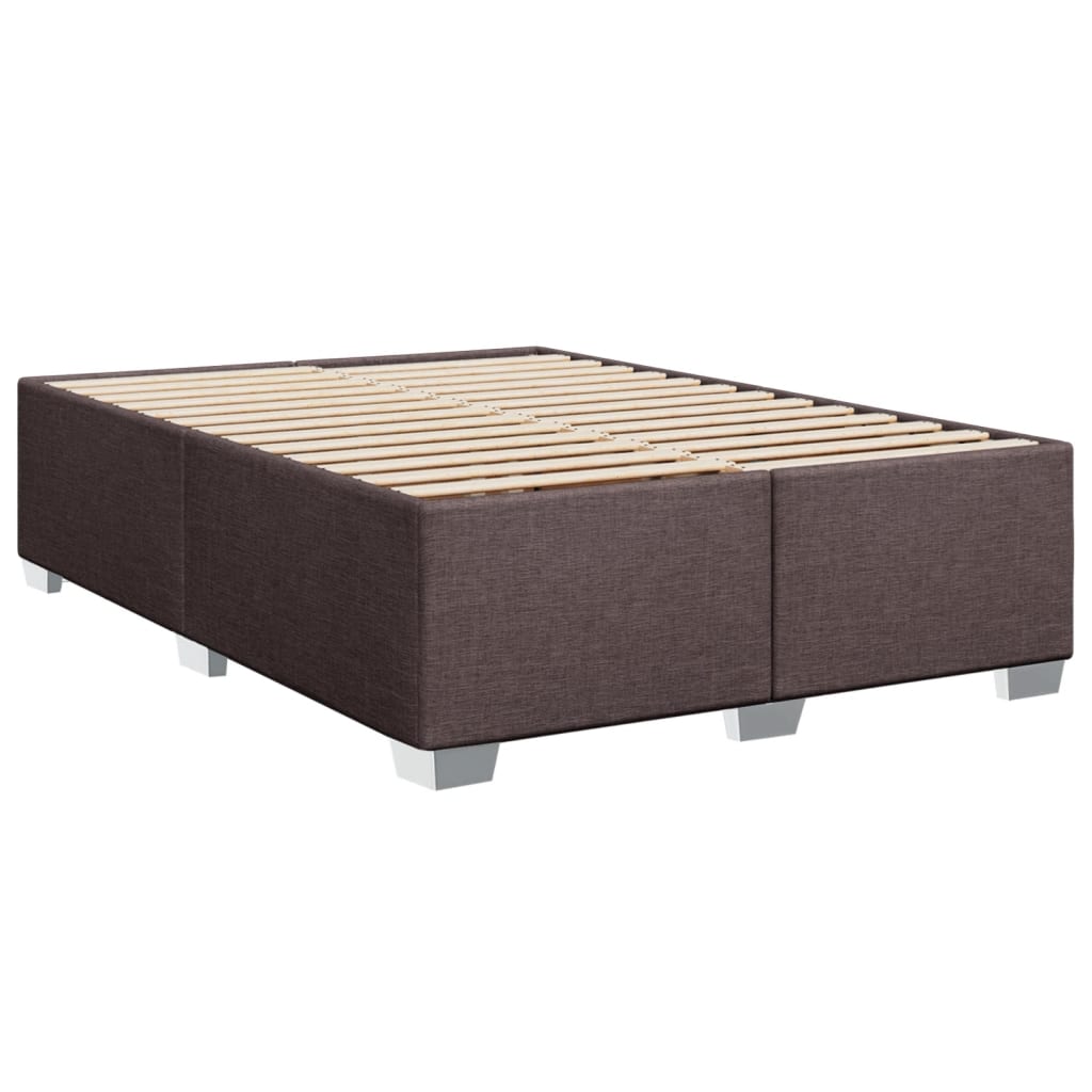 Box Spring Bed with Mattress Dark Brown 160 X 200 Cm Fabric