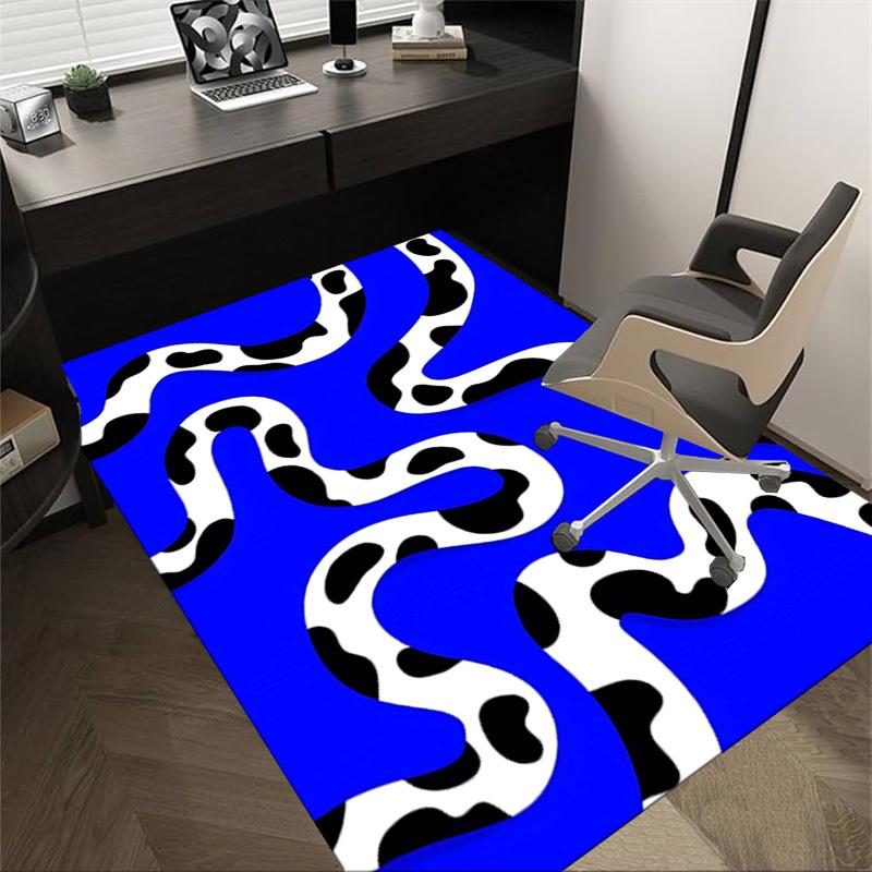 

1PC Curved Blue and White Extra Large Non-Slip Floor carpet, Office, family, bedroom, Studio - Large Area Rug Indoor Rugs, Vibrant Colors-A243 60cm by 90cm