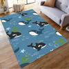 Cute Cartoon Orca and Ocean Life Non-slip Rug Suitable for Living Room and Bedroom Sofas