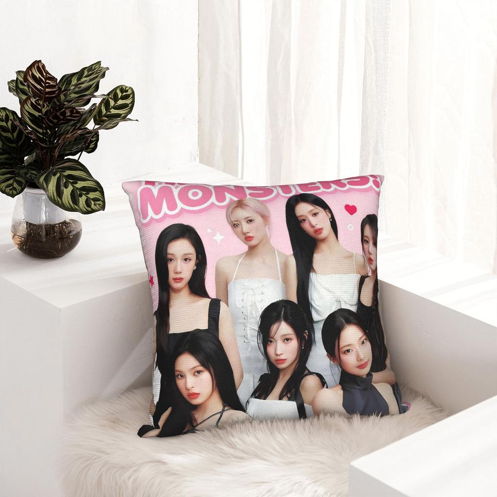 Kpop Style Babymonsters Group Pillowcase Soft Polyester Cushion Cover Decoration Pillow Case Cover Home Zippered 40X40Cm