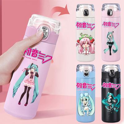 Anime Hatsune Miku Drukowany Kubek Termosowy Przenośny Stal Nierdzewna 400ml Butelka na Wodę Szczelny Kubek na Wodę Kempingowy Prezent