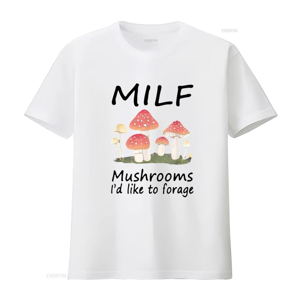 M I L F Mushrooms D Like To Forage Apparel Womens T Shirt White Vintage Washed Comfortable Breathable Soft Stylish Homme