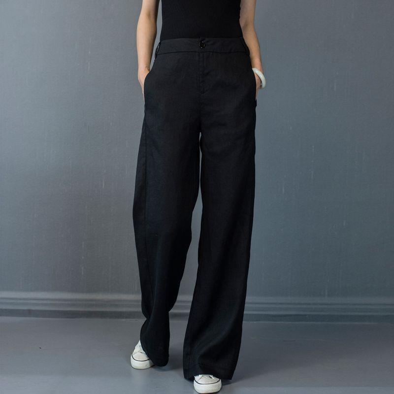 

Wine Red High-Waisted Wide-Leg Linen Pants - Women s Autumn/Winter 2025 Collection L (suggested for 110-125 jin)