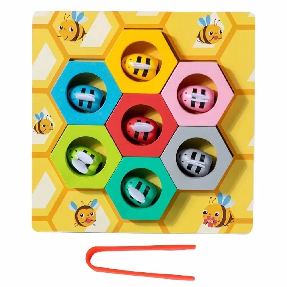 

Clamp Bee To Hive Matching Game Wooden Fine Motor Toys Learning Toys Montessori Wooden Cute Bee Hive Toy Color Sorting For Kids