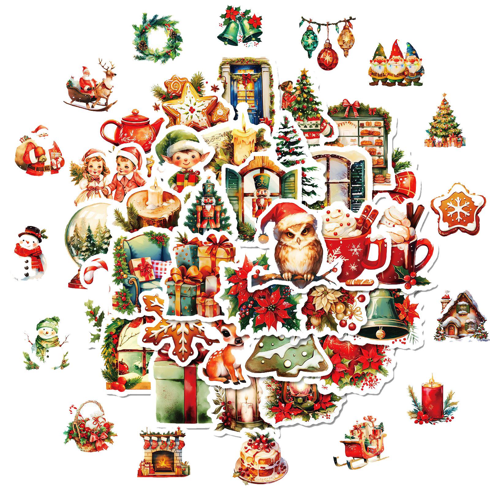 

Рождественские наклейки, 50 шт. Рождественские наклейки, этикетки, снеговик, колокольчики, снег, рождественские детские наклейки, наклейки для поделок, украшений и принадлежностей для рождественской вечеринки One Size