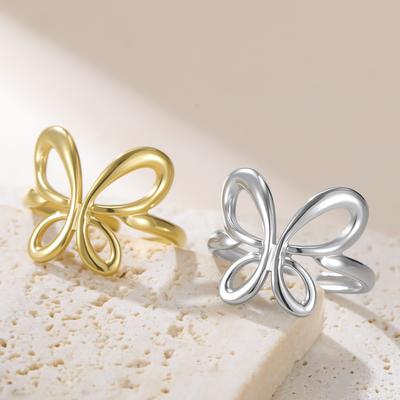 EUEAVAN Vlinder Strik Ringen voor Vrouwen Esthetisch Geometrisch Verstelbare Open Ring Roestvrij Staal Waterdichte Sieraden Feestcadeaus