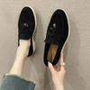 Scarpe basse sportive da donna, nuove tendenze primavera autunno, mocassini in pelle scamosciata con plateau, scarpe casual da passeggio antiscivolo da donna