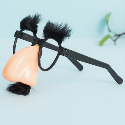 Funny Big Nose Glasses with Eyebrows And Curly Beard Funny Disguise Eyewear for Costume Parties Halloween Photo Booths Novelty Props