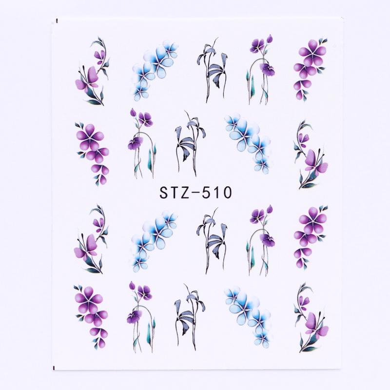 Buy 3 Sheets Purple Flowers Nail Art Water Decals Iris Leaves Butterfly