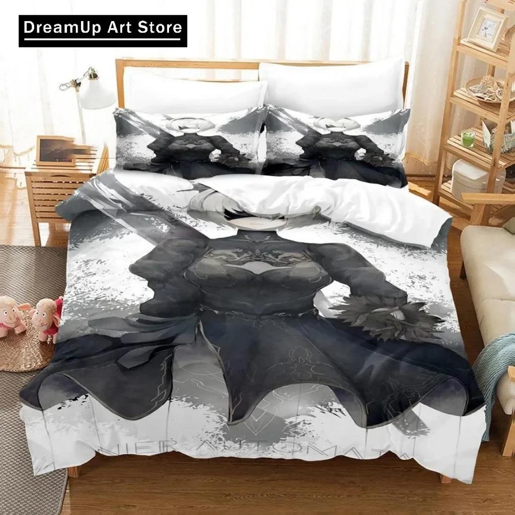 3D Printed NieR Automata Bedding Set Duvet Cover Bed Set Quilt Cover Twin Single Queen King Size Boys Adult Home Textile Decor