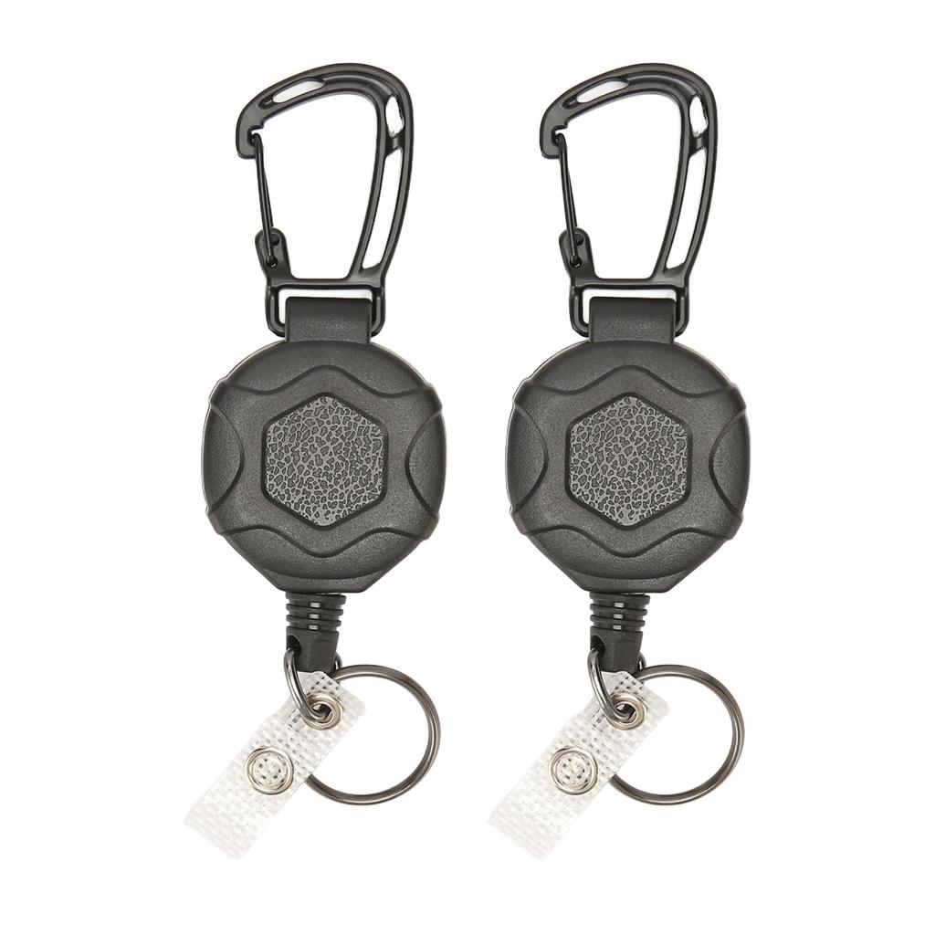 2 Adet Geri Çekilebilir Anahtarlık Ağır Hizmet Tipi Karabina Kimlik Kartı Tutucu Geri Çekilebilir Çelik Tel Halatlı