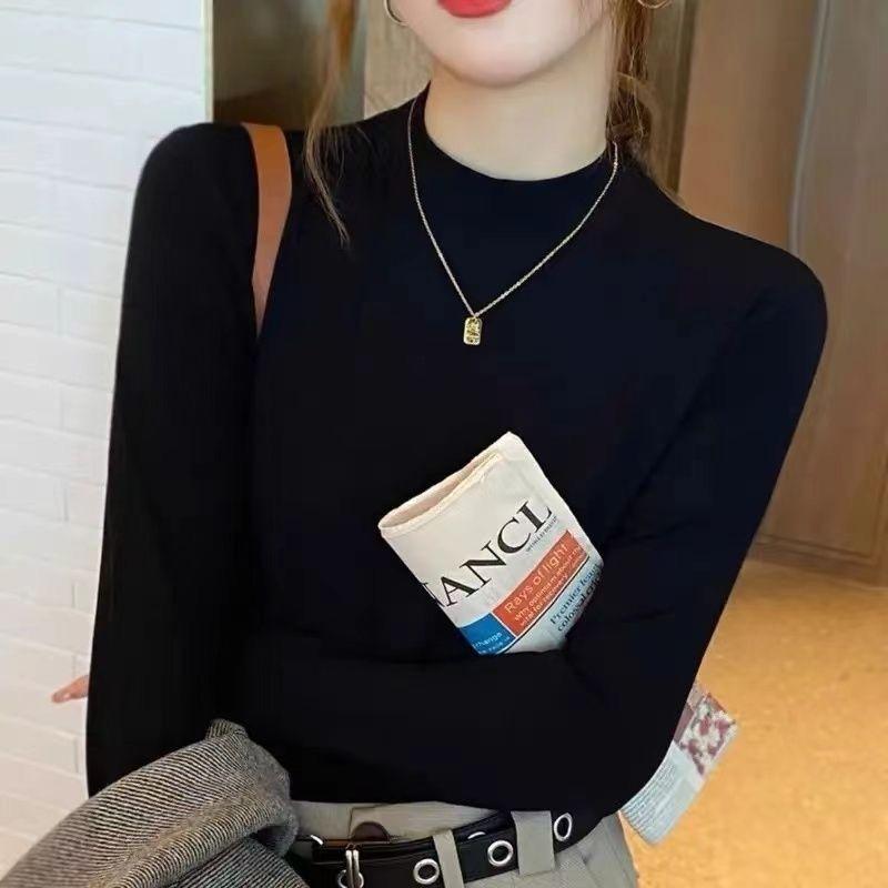 Bottoming Shirt for Women Autumn and Winter Knitted Sweater Stylish Slim Half Turtleneck Top