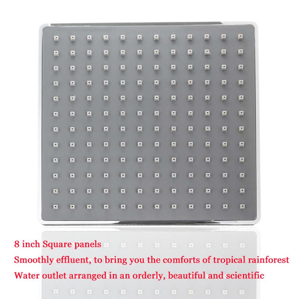 8 Inch Square Shower Head ABS Plastic Single Spray Touch Clean Easy To Install Luxury Rainfall Shower SPA Bathroom Accessories