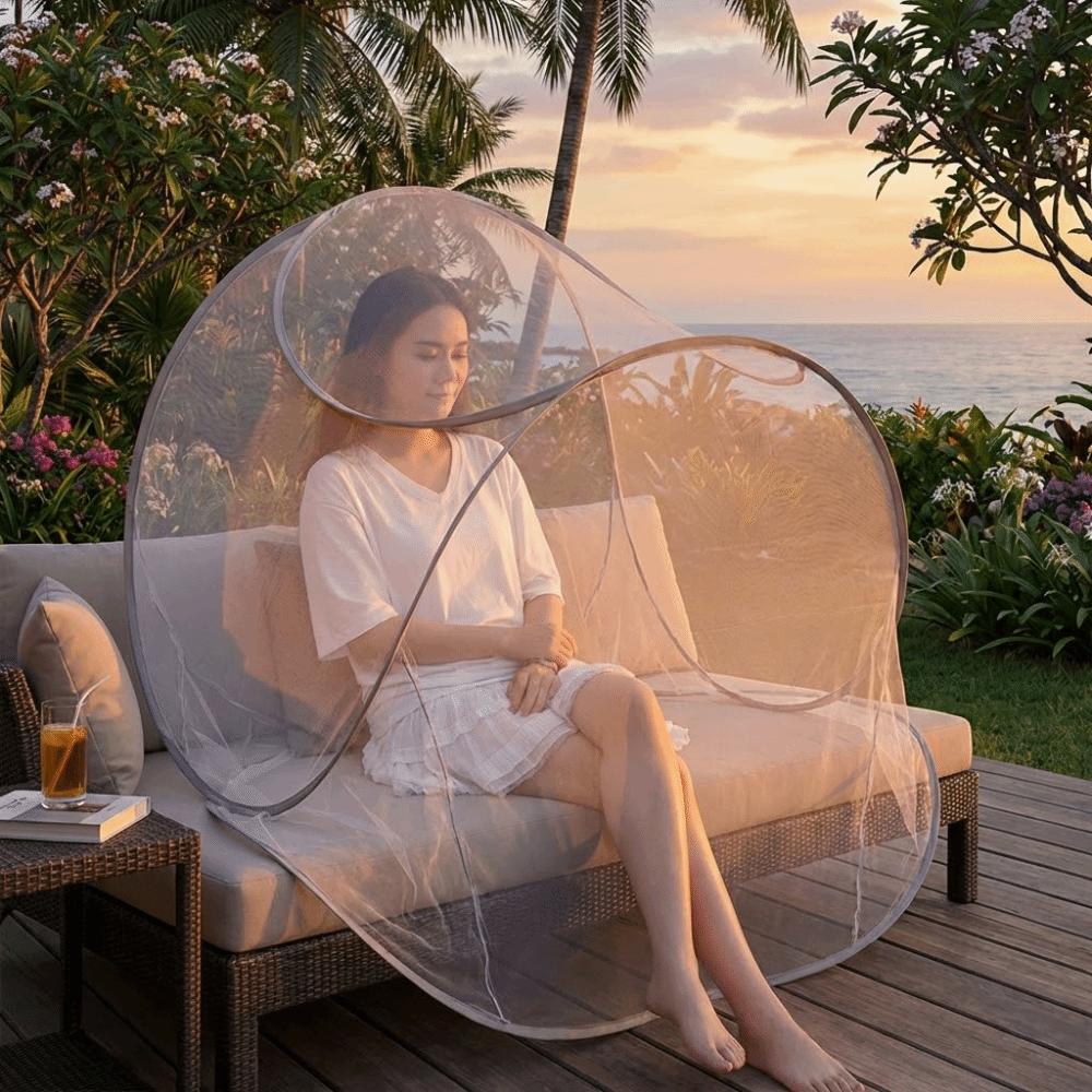 Foldable Mosquito-Proof Net Adjustable Mosquito Net Stand Portable Face Head Mosquito Net Camping
