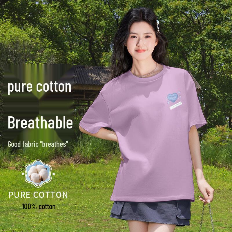 Baleno Women s Short Sleeve Pure Cotton T-Shirt with BNL Floating Blue Heart Print 2XL