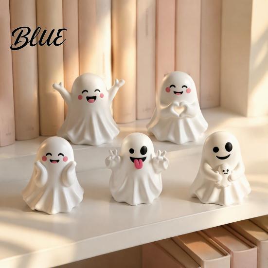 Cute Ghost Figurine Halloween Figurine Mini Cartoon Statue Little Spooky Small Vinyl Statue Desktop Ornament for Tiered Tray Home Table Decor Matte