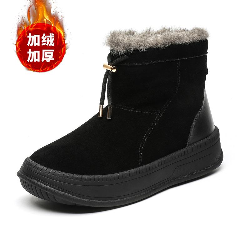 2562 platform snow boots autumn and winter British leather outdoor velvet cotton shoes men and women couples winter warm shoes