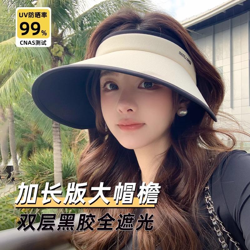 UPF + large brim empty top hat children's new UV protection face covering vinyl sun protection sun hat summer