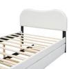 Letto piatto 140*200 cm, imbottito, con pratico letto estraibile su ruote, design minimalista, bianco