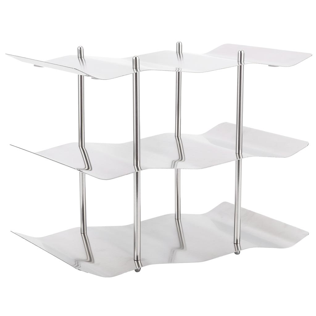 3‑Tier Stainless Steel Wine Rack Freestanding Wavy Wine Holder Display Shelf Kitchen Accessories