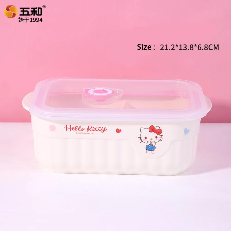 Для Sanrio Hello Kitty Посуда Завтрак Рисовая миска Безопасная и термостойкая Тарелка Чашка Ложка Меламиновая посуда для столовых приборов Миска