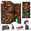Twilight Cabin Bookends: DIY Wooden 3D Puzzle House Model, Handmade Building Blocks, Assembled Toy Gift.