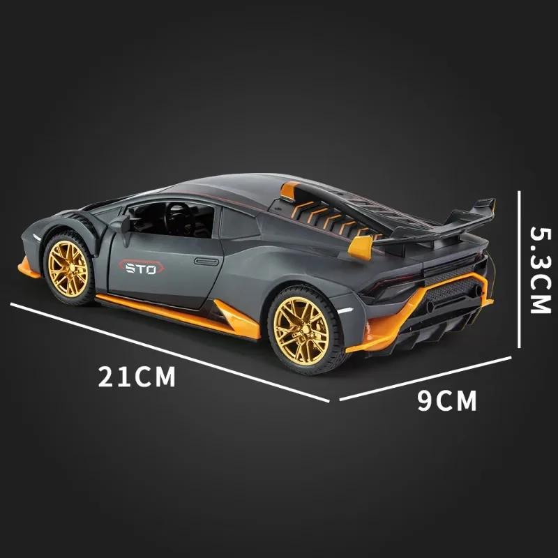 Alloy 1/24 Lambo Huracan STO Sport Car Model Diecast Toys Vehicles Sound and Light Voiture Miniature Collective Home Decoration