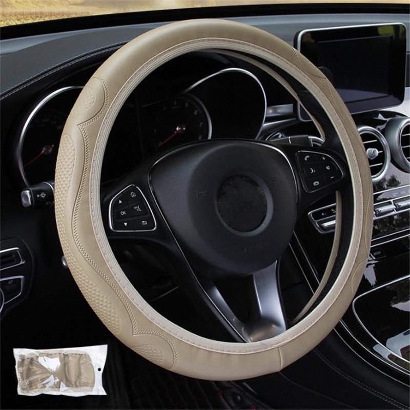 Breathable Embossing Sleeve Leather Non-slip Car Steering Wheel Covers Blue Breathable Embossing Sleeve Leather Non-slip Car Steering Wheel Covers Blue