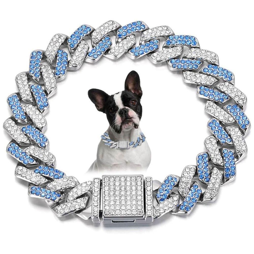 Inlaid Rhinestone Bling Diamond Dog Necklace Hip Hop Link Chain Necklace Dog Diamond Chain Collar